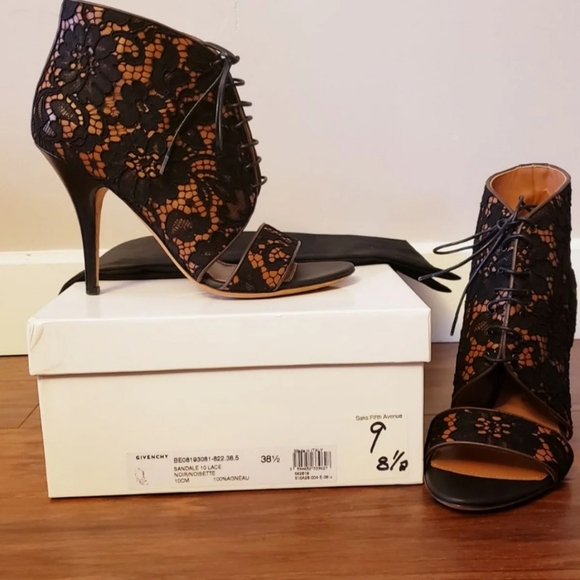 Givenchy Lace & Leather Peep-toe Heels - Picture 5 of 7